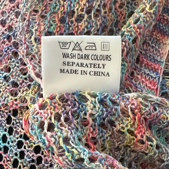 NWT KATE HEWKO Multicolour Crochet Sheer Tee with Side Slits- One Size Fits Most - Picture 15 of 16